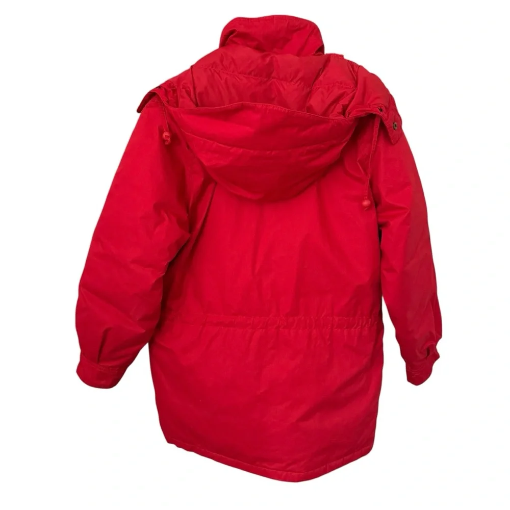 Vintage 90s Eddie Bauer Goose Down Red Snow Insulated Heavy Hooded Jacket Medium - Picture 3 of 15